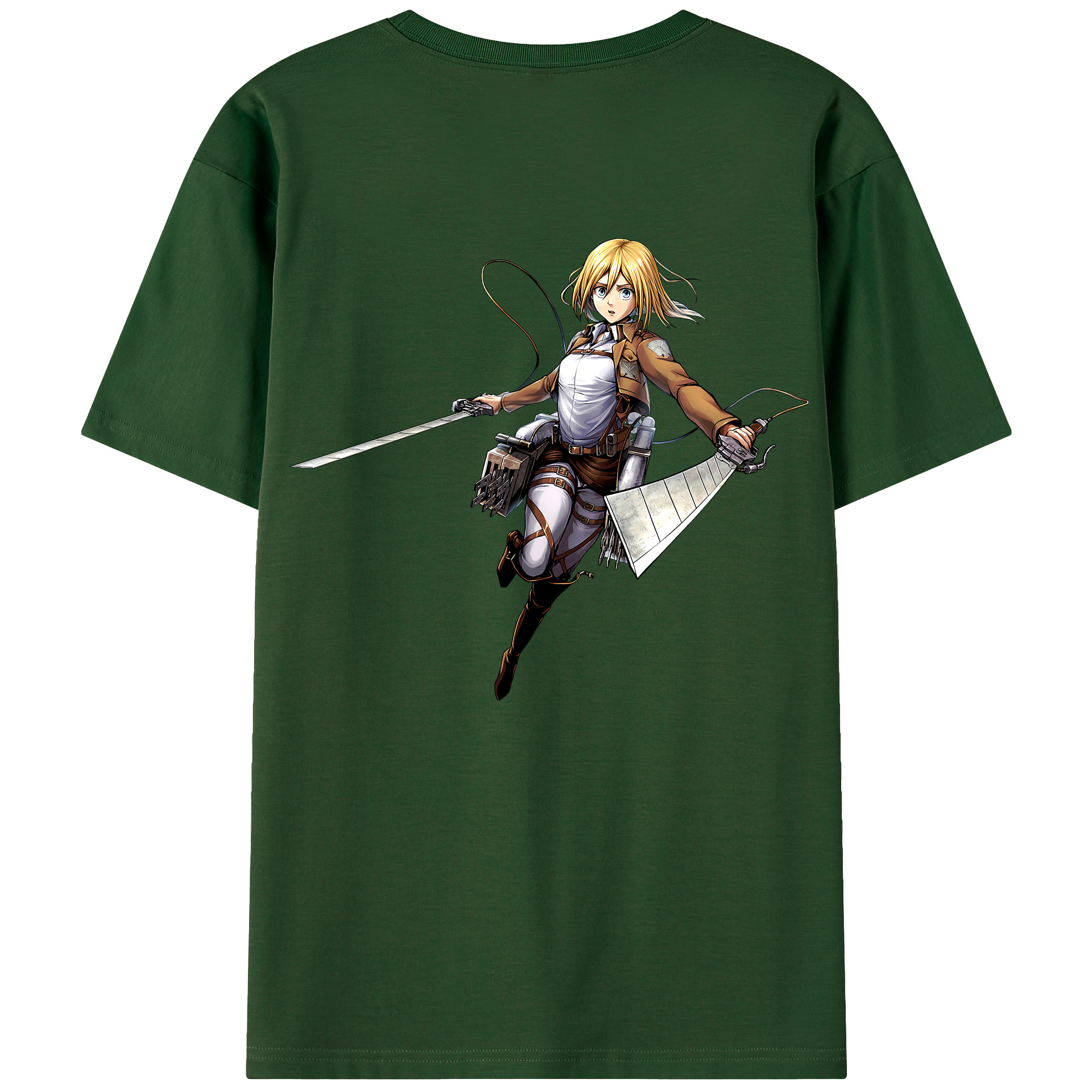 （画像用） 進撃の巨人 クリスタ·レンズ Attack on Titan Christa Lenz 綿100％半袖Tシャツ（背面プリント）
